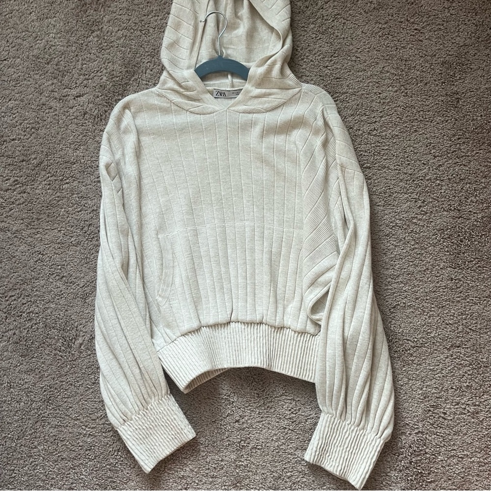 Zara Knit Gathered Waist Hoodie🤍
